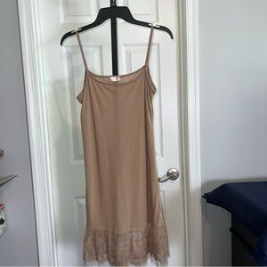 Altar'd State Women's Tan  Lace Hem Cami Tunic Size M